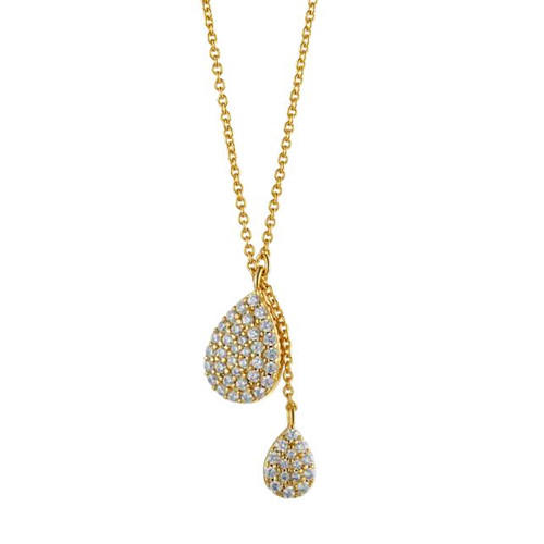 5A zircon diamond waterdrop pendant 18K gold color necklace in 925 silver 